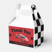 ゲーブルレッドスポーツレースカーをテーマにした誕生日 フェイバーボックス (裏面サイド)