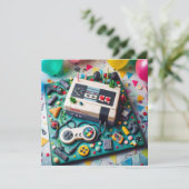 ゲーマクールーテーマ子供の誕生日ケーキ カード (スタンド正面)