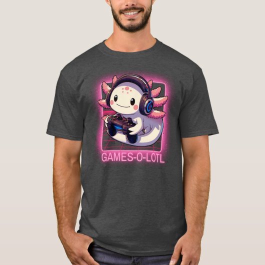 ゲーマサロテルビデオゲームかわいいかわいいアクソロテルゲーマー Tシャツ (正面)
