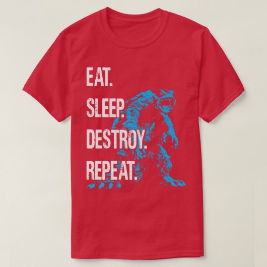 ゲーマラ96食べスリープ破壊リピート Tシャツ (デザイン正面)