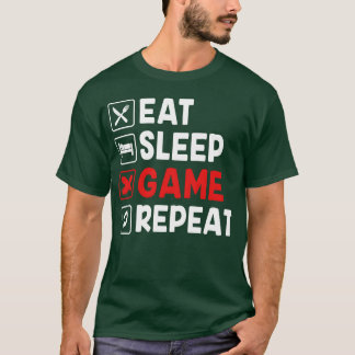 ゲーマーあるある ギャグ グッズ Eat Sleep Game Repeat ギフト Tシャツ