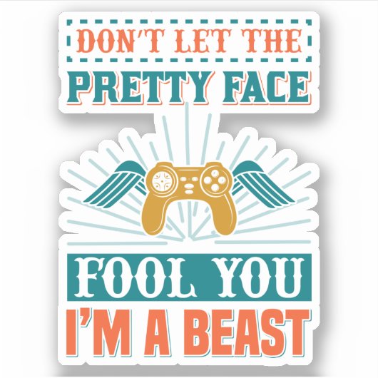 ゲーマーおもしろいガールワードアート シール (正面)