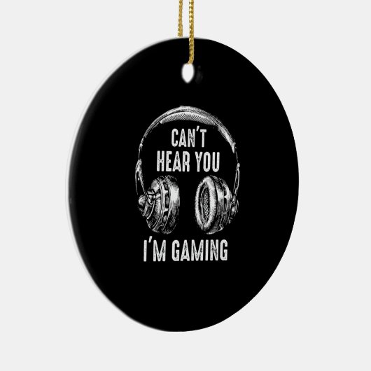 ゲーマーおもしろいギフトヘッドセットが聞こえないゲーム中 セラミックオーナメント (右)