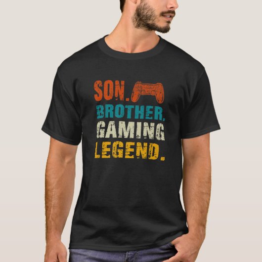 ゲーマーおもしろいギフト – Son Brother Gaming Legend Tシャツ (正面)