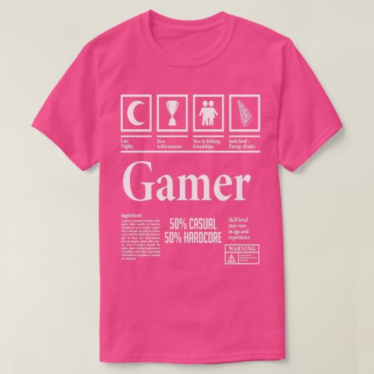 ゲーマーおもしろいゲームに関する事実 Tシャツ (デザイン正面)