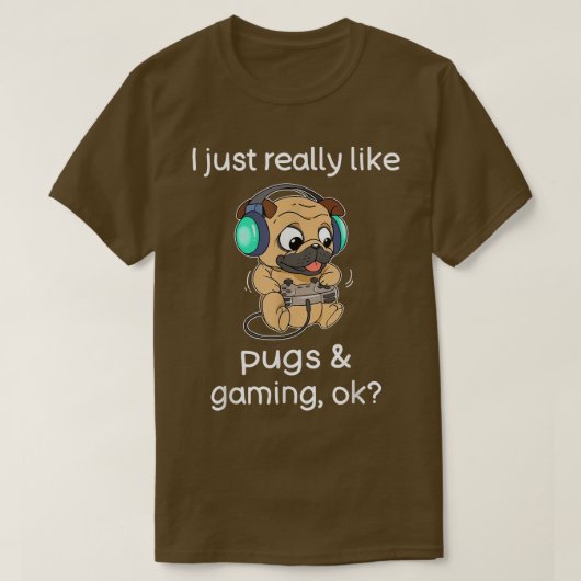 ゲーマーおもしろいシャツパグ恋人ビデオゲーム犬パグGa Tシャツ (デザイン正面)