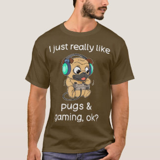ゲーマーおもしろいシャツパグ恋人ビデオゲーム犬パグGa Tシャツ