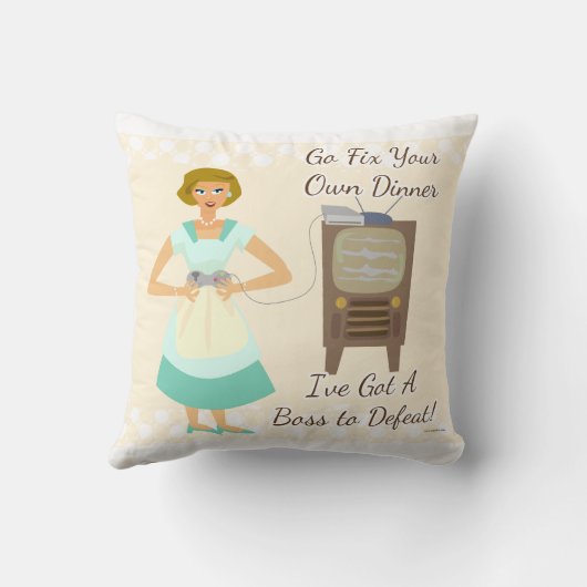 ゲーマーおもしろいハウスワイトキティスナーキーモットー クッション (裏面)