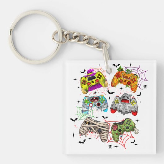ゲーマーおもしろいハロウィンアクリルキーチェーン キーホルダー (正面)