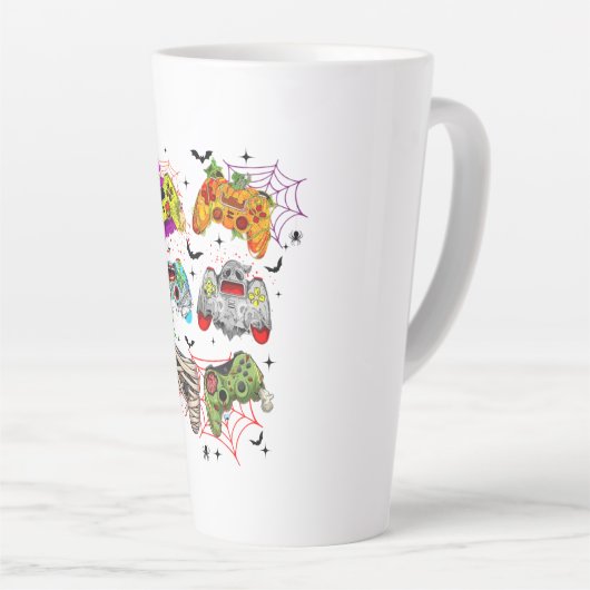 ゲーマーおもしろいハロウィーンラテマグ カフェラテマグ (右アングル)