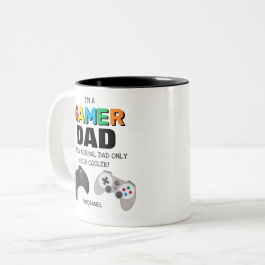 ゲーマーおもしろいパパパーソナライズされた |父の日贈り物 ツートーンマグカップ (正面左)