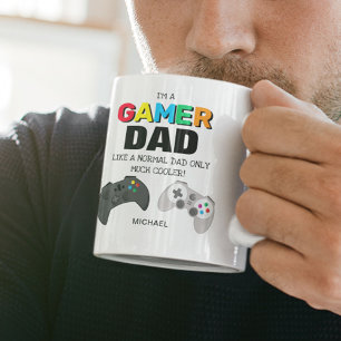 ゲーマーおもしろいパパパーソナライズされた  父の日贈り物 ツートーンマグカップ