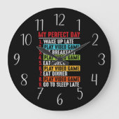 ゲーマーおもしろいパーパーフェクト・デイ・ワードアート ラージ壁時計 (正面)