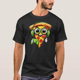 ゲーマーおもしろいピザゲーム食品愛好家ビデ遊オ Tシャツ