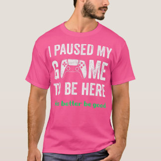 ゲーマーおもしろいボーイズ男性Viのための皮肉なゲーム一時停止 Tシャツ