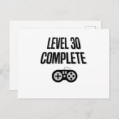 ゲーマーおもしろい30th誕生日レベル30完了 ポストカード (正面/裏面)