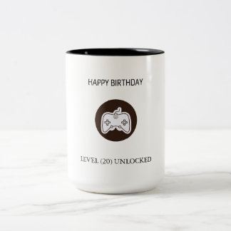 ゲーマーお誕生日おめでとう レベル解除 ビデオゲーム好きな人へのプレゼント  ツートーンマグカップ
