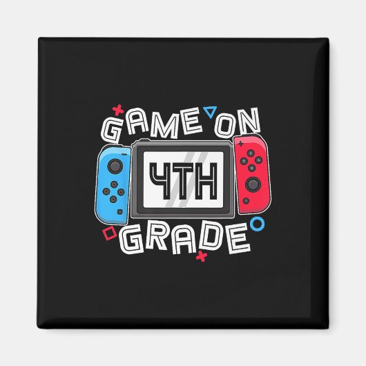 ゲーマーが学校に行く面白いゲーム4年生の子供の男の子用ボディースーツ マグネット (正面)