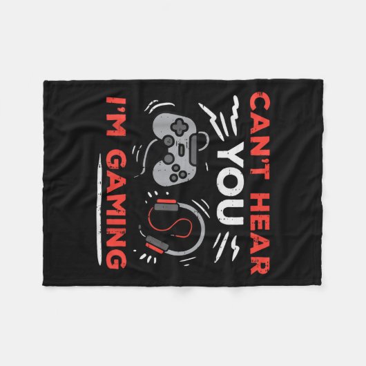 ゲーマーが聞こえないゲーム男おもしろいの子の男の子 フリースブランケット (正面(横))