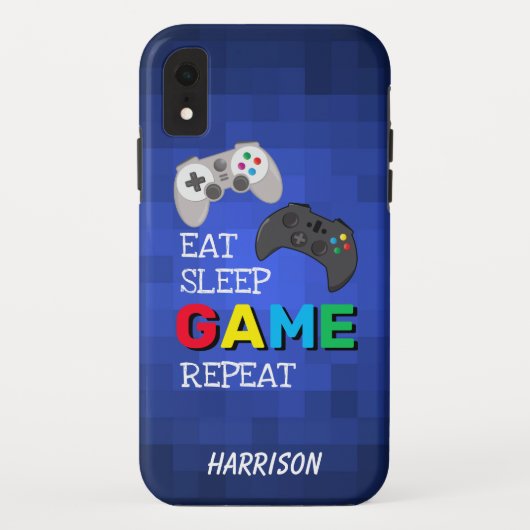 ゲーマーさんに贈る Eat, Sleep, Game, Repeat デザイン Case-Mate iPhoneケース (裏面)