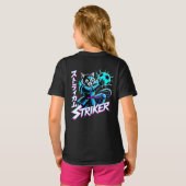 ゲーマーとサッカーのためのサイバーパンク侍ストライカー猫 Tシャツ (裏面フル)