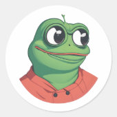 ゲーマーと動物愛好家のための可愛いカエルデザイン ラウンドシール (正面)