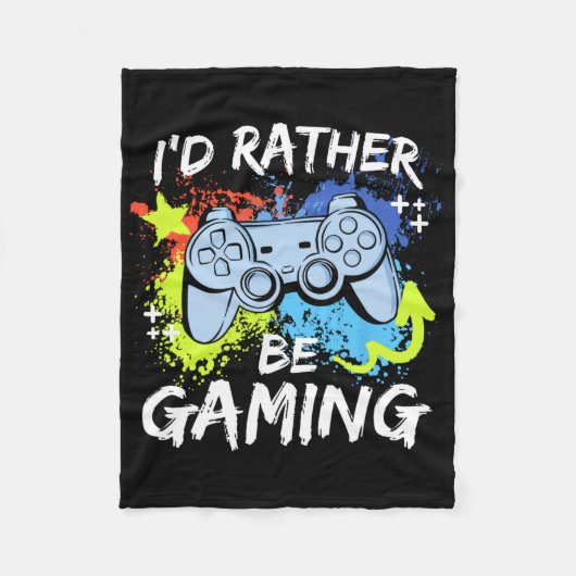 ゲーマーに捧ぐ面白Tシャツ "ゲーム三昧" フリースブランケット (正面)