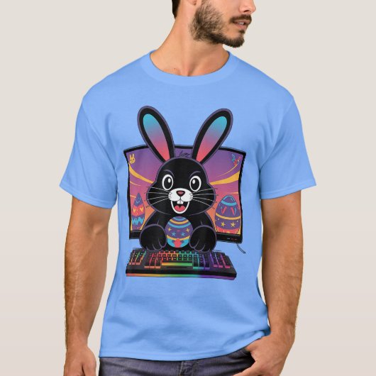 ゲーマーのためのイースター デーの面白いゲームウサギ Tシャツ (正面)