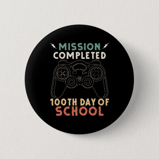 ゲーマーのための日100日の学校のおもしろいゲーマーの学生 缶バッジ (正面)