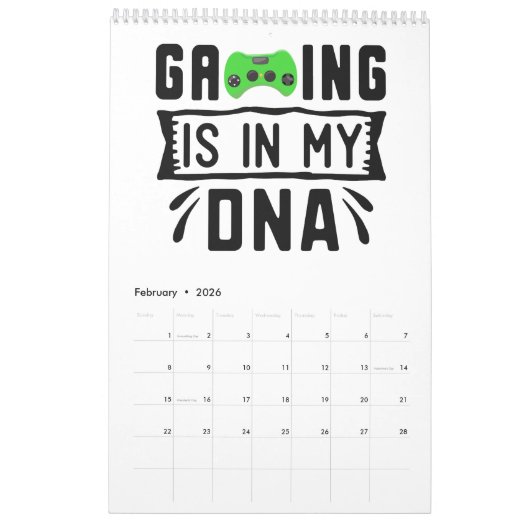 ゲーマーのインスピレーションの年 カレンダー (2月 2026)