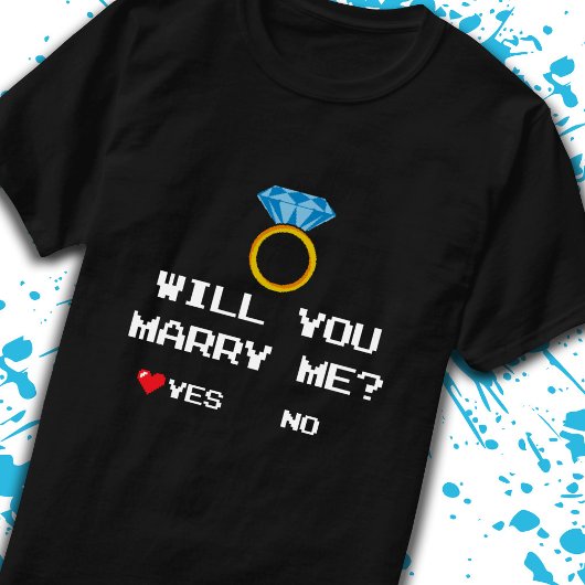 ゲーマーのカップルの提案あなたが私と結婚するYesNo Tシャツ