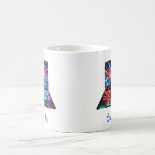 ゲーマーのコンピュータ明るい色のステ遊ーション コーヒーマグカップ (中央)