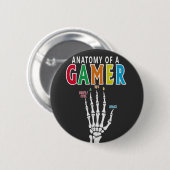 ゲーマーのスケルトンの手のボタンの構造おもしろい 缶バッジ (正面&裏面)