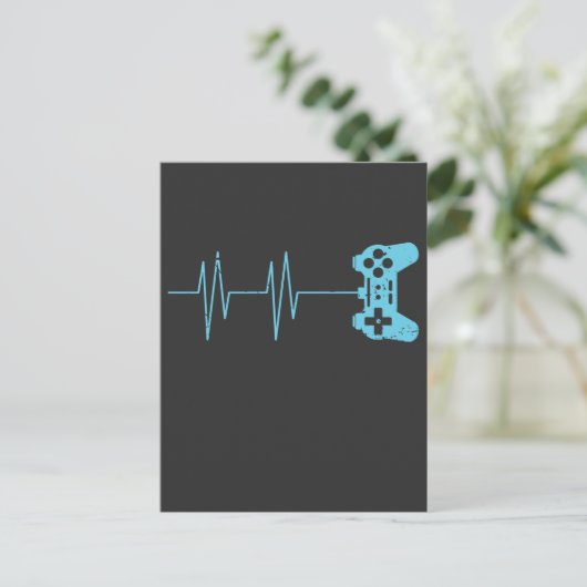ゲーマーのハートビートTシャツのビデオゲーム愛好家ギフト ポストカード (スタンド正面)