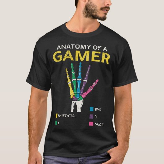 ゲーマーのビデオゲーム愛好家の解剖学 Tシャツ (正面)