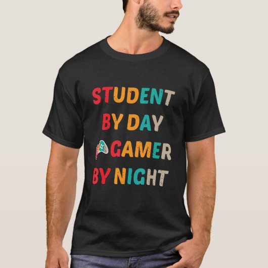 ゲーマーの夜のゲーマーによる学生 Tシャツ (正面)