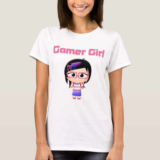 ゲーマーの女の子のかわいこちゃんPatootie Tシャツ (正面)