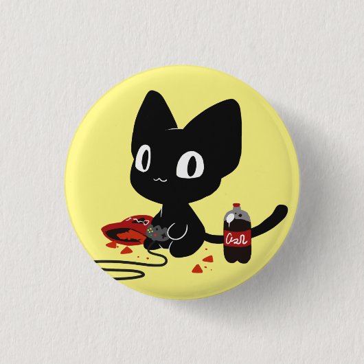 ゲーマーの子猫ボタン 缶バッジ (正面)
