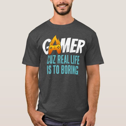 ゲーマーの定義　コントローラー　炎　ゲーミング　エンターテイメント Tシャツ (正面)
