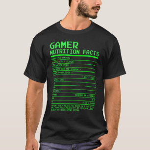 ゲーマーの栄養の事実T男の子の10代のビデオゲーム Tシャツ