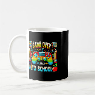 ゲーマーの虹色バックトゥスクール・おもしろTシャツ Game Over コーヒーマグカップ