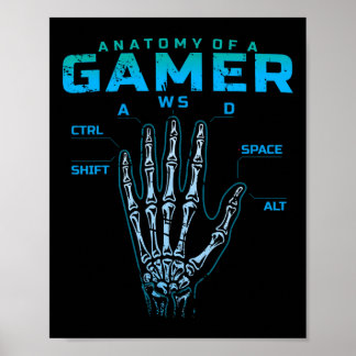 ゲーマーの解剖学Tシャツ スケルトン 手 ビデオゲーム ポスター