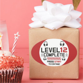 ゲーマーの誕生日または卒業式 楕円形シール