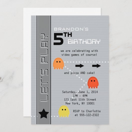 ゲーマーの誕生日 招待状 (正面/裏面)