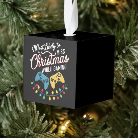 ゲーマーの間恋しく思にクリスマスになる可能性が最も高い キューブオーナメント (ツリー)