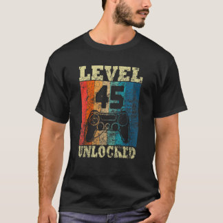 ゲーマーの45誕生日レベルのロック解除されたヴィンテージ Tシャツ
