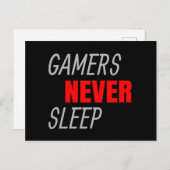 ゲーマーは決して眠らないビデオゲーム恋人のギフト ポストカード (正面/裏面)
