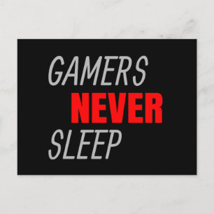 ゲーマーは決して眠らないビデオゲーム恋人のギフト ポストカード