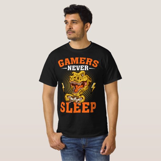 ゲーマーは眠らない Tシャツ (正面フル)