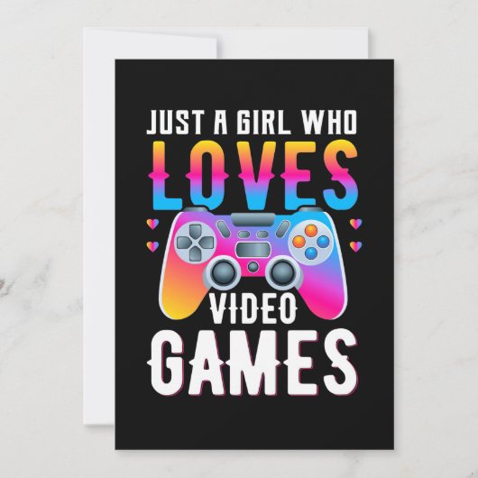 ゲーマーへのプレゼント | ビデオゲームが好きな女の子 招待状 (正面)